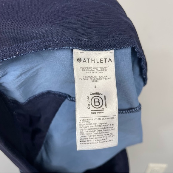 Athleta Trekkie North Jogger 4 Floral Print Blue Pants Travel Hike Loungewear - Picture 10 of 15